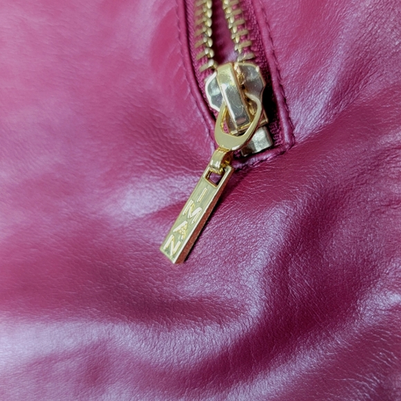IMAN Burgundy Red Leather Jacket Plus Size 1X - Picture 5 of 11